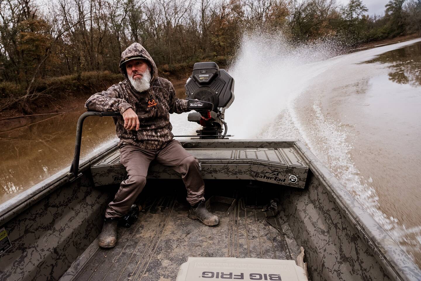Boat in marsh conditions at low light